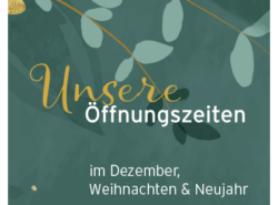 Unsere Öffnungszeiten im Dezember, zu Weihnachten & Neujahr Unsere Öffnungszeiten im Dezember, zu Weihnachten & Neujahr